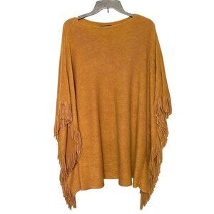 Marvelush for Layers by Lizden Knit Sweater Poncho with Fringe Missy One Size